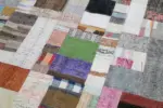 Chaput Patchwork Multi Renk Pamuk Üzerine Yün El Dokuma Kilim-200x300 - Görsel 6