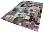 Chaput Patchwork Multi Renk Pamuk Üzerine Yün El Dokuma Kilim-200x305 - Görsel 3