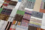 Chaput Patchwork Multi Renk Pamuk Üzerine Yün El Dokuma Kilim-200x300 - Görsel 6