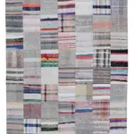 Chaput Patchwork Multi Renk Pamuk Üzerine Yün El Dokuma Kilim-211x299
