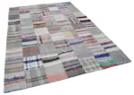 Chaput Patchwork Multi Renk Pamuk Üzerine Yün El Dokuma Kilim-211x299 - Görsel 2
