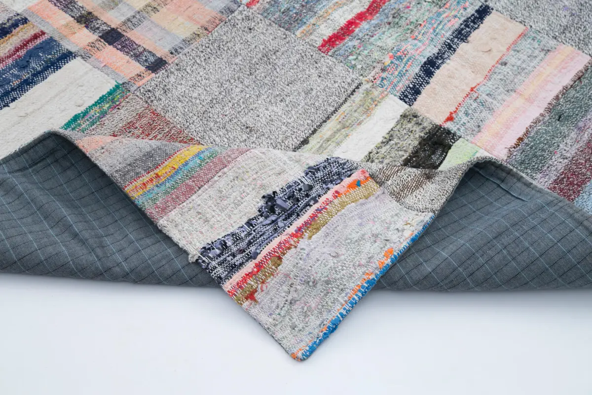 Chaput Patchwork Multi Renk Pamuk Üzerine Yün El Dokuma Kilim-211x299 - Görsel 5