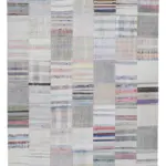 Chaput Patchwork Beyaz Renk Pamuk Üzerine Yün El Dokuma Kilim-201x301