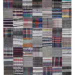 Chaput Patchwork Multi Renk Pamuk Üzerine Yün El Dokuma Kilim-211x305
