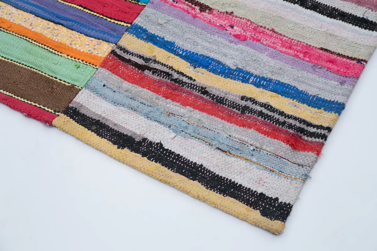 Chaput Patchwork Multi Renk Pamuk Üzerine Yün El Dokuma Kilim-216x318 - Görsel 4