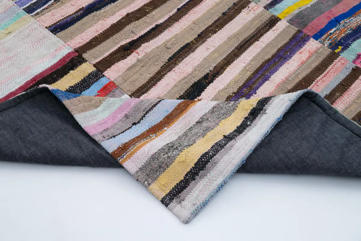 Chaput Patchwork Multi Renk Pamuk Üzerine Yün El Dokuma Kilim-216x318 - Görsel 5