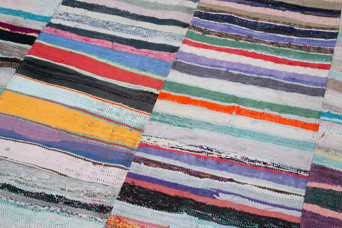 Chaput Patchwork Multi Renk Pamuk Üzerine Yün El Dokuma Kilim-216x318 - Görsel 6