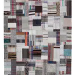 Chaput Patchwork Multi Renk Pamuk Üzerine Yün El Dokuma Kilim-207x306