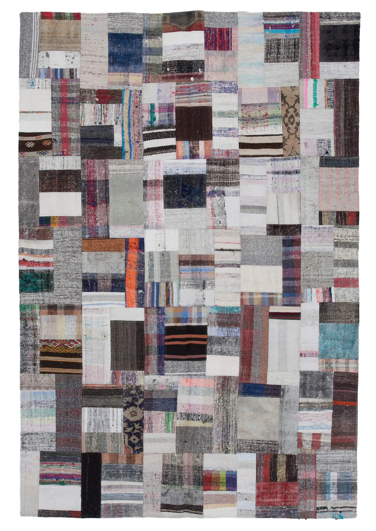 Rc_30334_1_Multicolor_Oriental_Kilim_Patchwork_Rugs Chaput Patchwork Multi Renk Pamuk Üzerine Yün El Dokuma Kilim-207x306 - Görsel 1