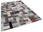 Chaput Patchwork Multi Renk Pamuk Üzerine Yün El Dokuma Kilim-207x306 - Görsel 2