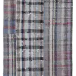 Chaput Patchwork Multi Renk Pamuk Üzerine Yün El Dokuma Kilim-214x304