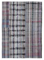 Chaput Patchwork Multi Renk Pamuk Üzerine Yün El Dokuma Kilim-214x304