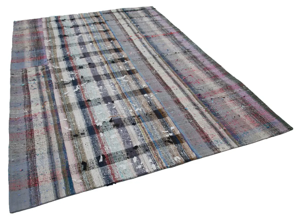 Chaput Patchwork Multi Renk Pamuk Üzerine Yün El Dokuma Kilim-214x304 - Görsel 2