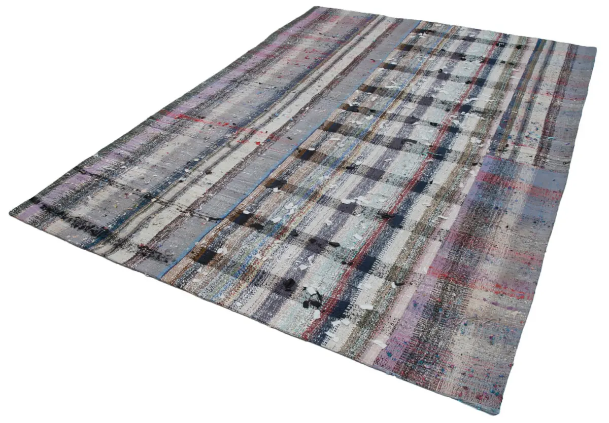 Chaput Patchwork Multi Renk Pamuk Üzerine Yün El Dokuma Kilim-214x304 - Görsel 3