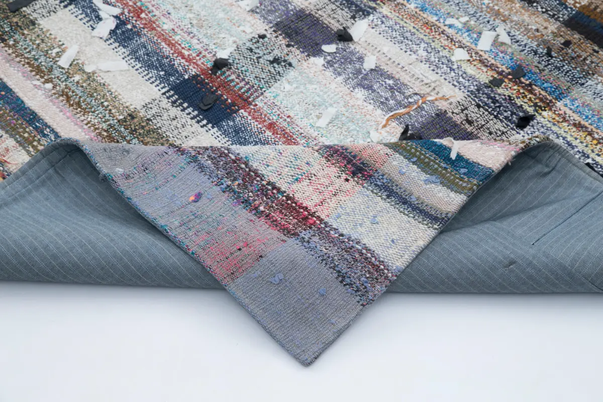 Chaput Patchwork Multi Renk Pamuk Üzerine Yün El Dokuma Kilim-214x304 - Görsel 5