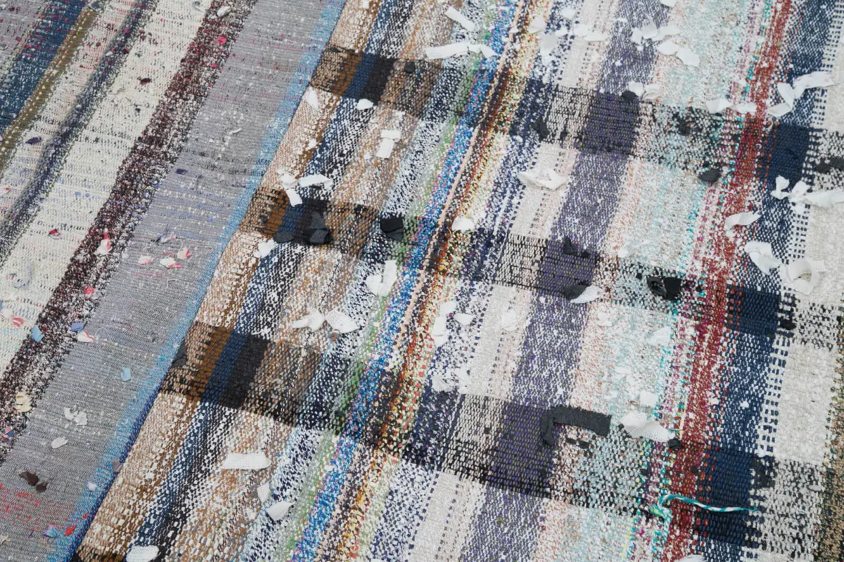 Chaput Patchwork Multi Renk Pamuk Üzerine Yün El Dokuma Kilim-214x304 - Görsel 6