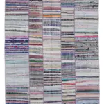 Chaput Patchwork Multi Renk Pamuk Üzerine Yün El Dokuma Kilim-198x281