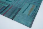 Chaput Patchwork Turkuaz Renk Pamuk Üzerine Yün El Dokuma Kilim-203x308 - Görsel 4
