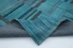 Chaput Patchwork Turkuaz Renk Pamuk Üzerine Yün El Dokuma Kilim-203x308 - Görsel 5