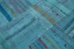 Chaput Patchwork Turkuaz Renk Pamuk Üzerine Yün El Dokuma Kilim-203x308 - Görsel 6
