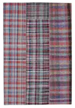 Chaput Patchwork Multi Renk Pamuk Üzerine Yün El Dokuma Kilim-199x297