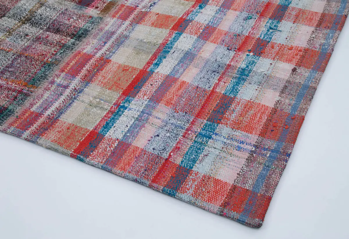Chaput Patchwork Multi Renk Pamuk Üzerine Yün El Dokuma Kilim-199x297 - Görsel 4
