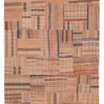Chaput Patchwork Turuncu Renk Pamuk Üzerine Yün El Dokuma Kilim-210x295