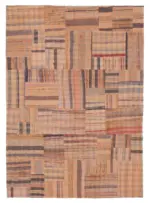 Chaput Patchwork Turuncu Renk Pamuk Üzerine Yün El Dokuma Kilim-210x295