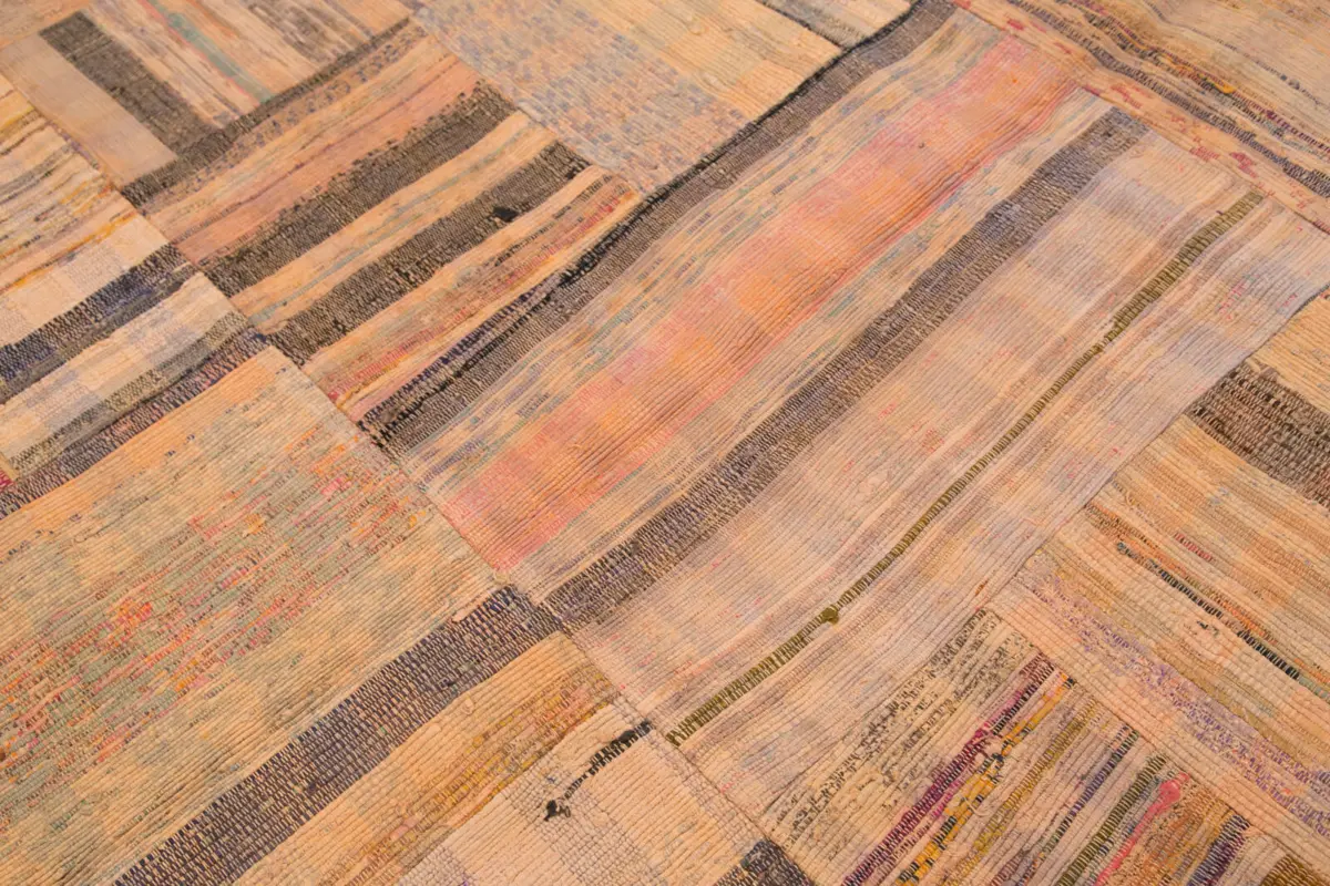 Chaput Patchwork Turuncu Renk Pamuk Üzerine Yün El Dokuma Kilim-210x295 - Görsel 6