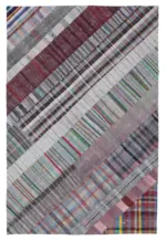 Chaput Patchwork Multi Renk Pamuk Üzerine Yün El Dokuma Kilim-203x303