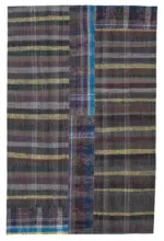 Chaput Patchwork Multi Renk Pamuk Üzerine Yün El Dokuma Kilim-196x300