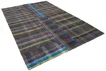 Chaput Patchwork Multi Renk Pamuk Üzerine Yün El Dokuma Kilim-196x300 - Görsel 2