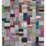 Chaput Patchwork Multi Renk Pamuk Üzerine Yün El Dokuma Kilim-213x293