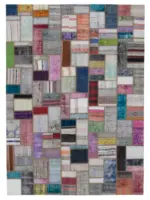 Chaput Patchwork Multi Renk Pamuk Üzerine Yün El Dokuma Kilim-213x293