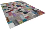Chaput Patchwork Multi Renk Pamuk Üzerine Yün El Dokuma Kilim-213x293 - Görsel 2