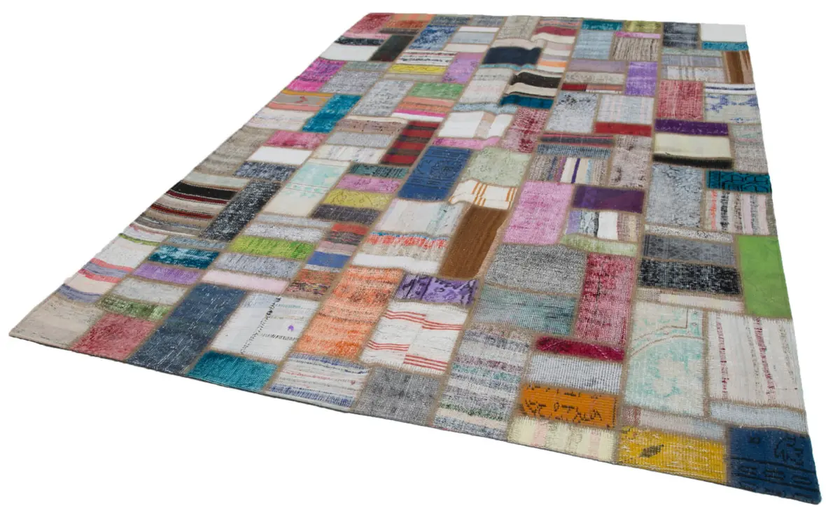 Chaput Patchwork Multi Renk Pamuk Üzerine Yün El Dokuma Kilim-213x293 - Görsel 3