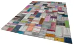 Chaput Patchwork Multi Renk Pamuk Üzerine Yün El Dokuma Kilim-213x293 - Görsel 3