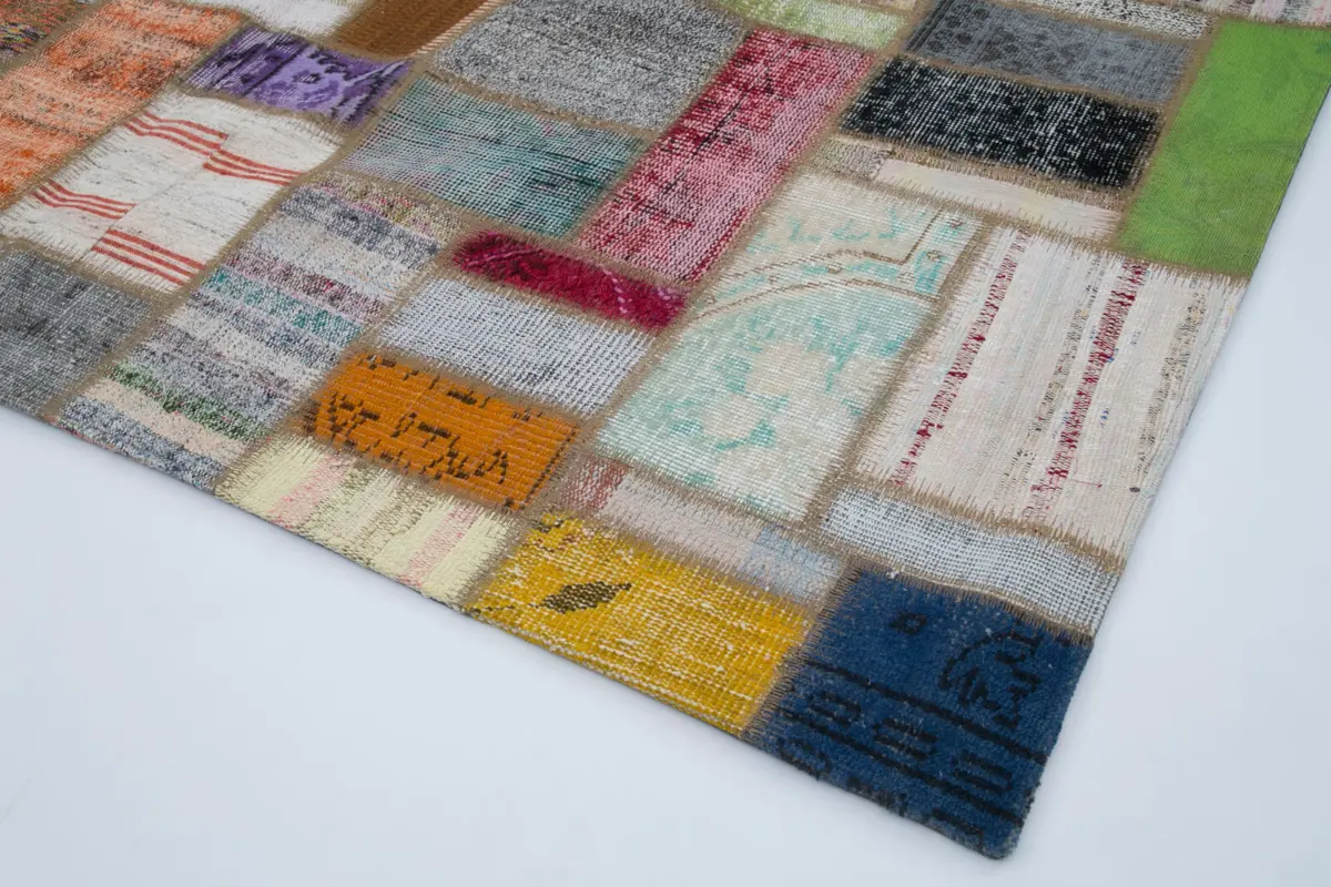 Chaput Patchwork Multi Renk Pamuk Üzerine Yün El Dokuma Kilim-213x293 - Görsel 4