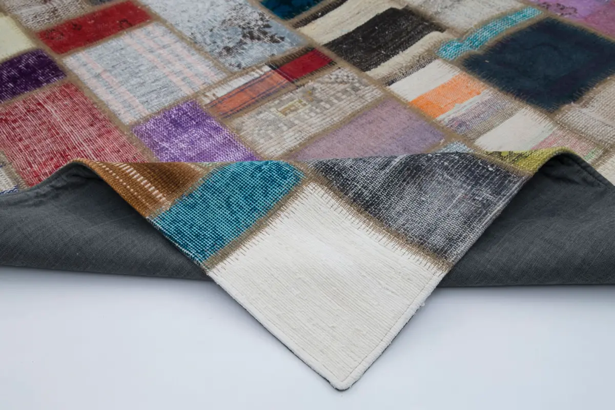 Chaput Patchwork Multi Renk Pamuk Üzerine Yün El Dokuma Kilim-213x293 - Görsel 5
