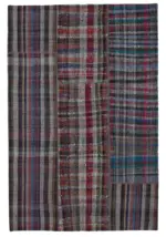 Chaput Patchwork Multi Renk Pamuk Üzerine Yün El Dokuma Kilim-200x300