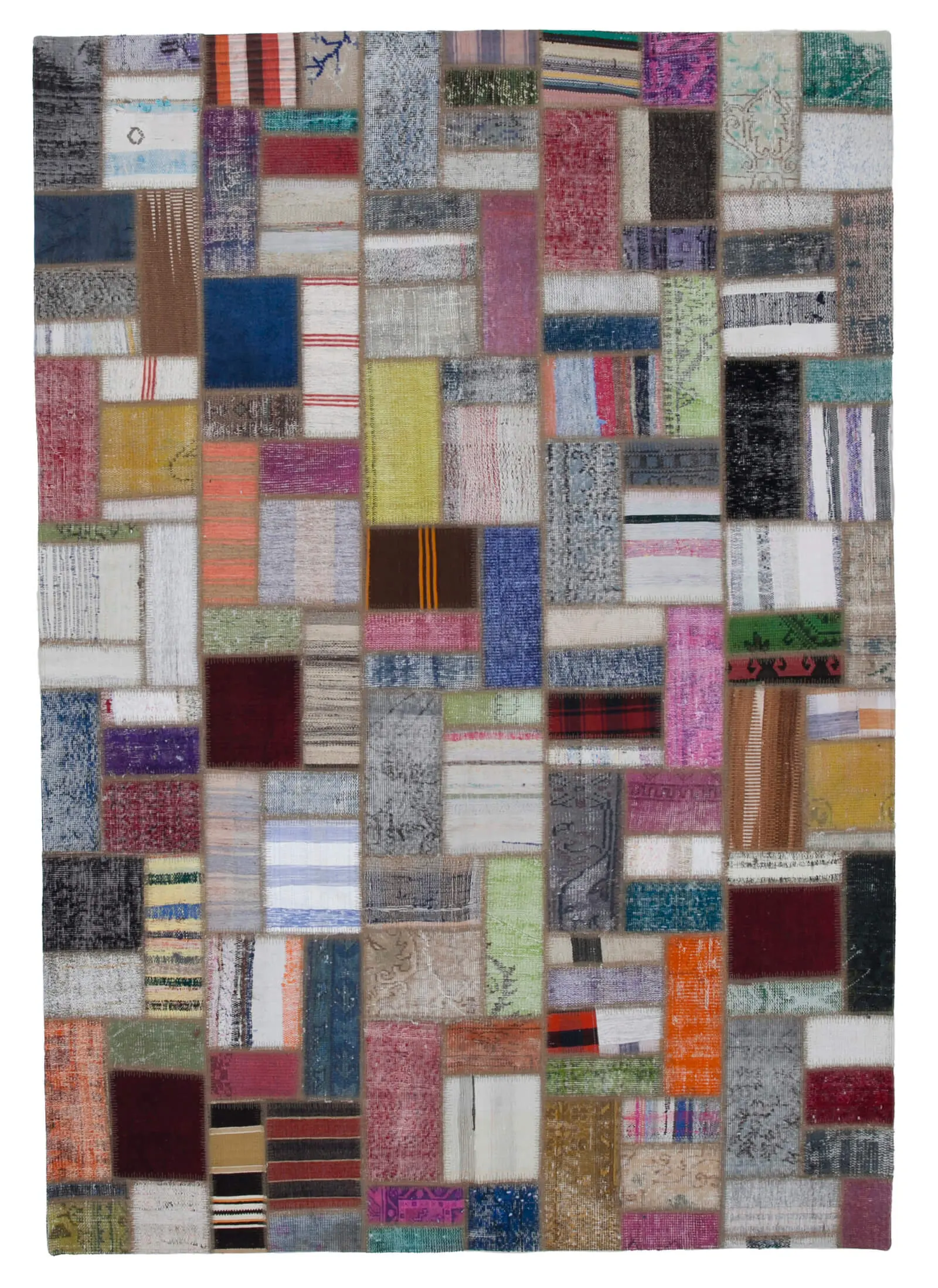 Rc_30349_1_Multicolor_Oriental_Kilim_Patchwork_Rugs Chaput Patchwork Multi Renk Pamuk Üzerine Yün El Dokuma Kilim-205x293 - Görsel 1
