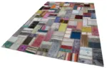 Chaput Patchwork Multi Renk Pamuk Üzerine Yün El Dokuma Kilim-205x293 - Görsel 3