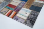 Chaput Patchwork Multi Renk Pamuk Üzerine Yün El Dokuma Kilim-205x293 - Görsel 4