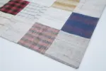 İnce Bez Patchwork Beyaz Pamuk Üzerine Yün El Dokuma Kilim-202x300 - Görsel 4