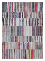 Chaput Patchwork Multi Renk Pamuk Üzerine Yün El Dokuma Kilim-200x284