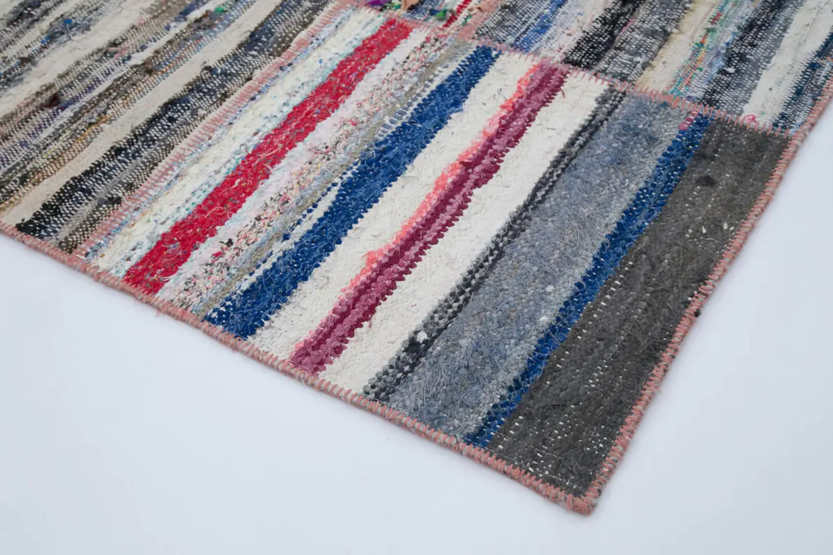Chaput Patchwork Multi Renk Pamuk Üzerine Yün El Dokuma Kilim-200x284 - Görsel 4