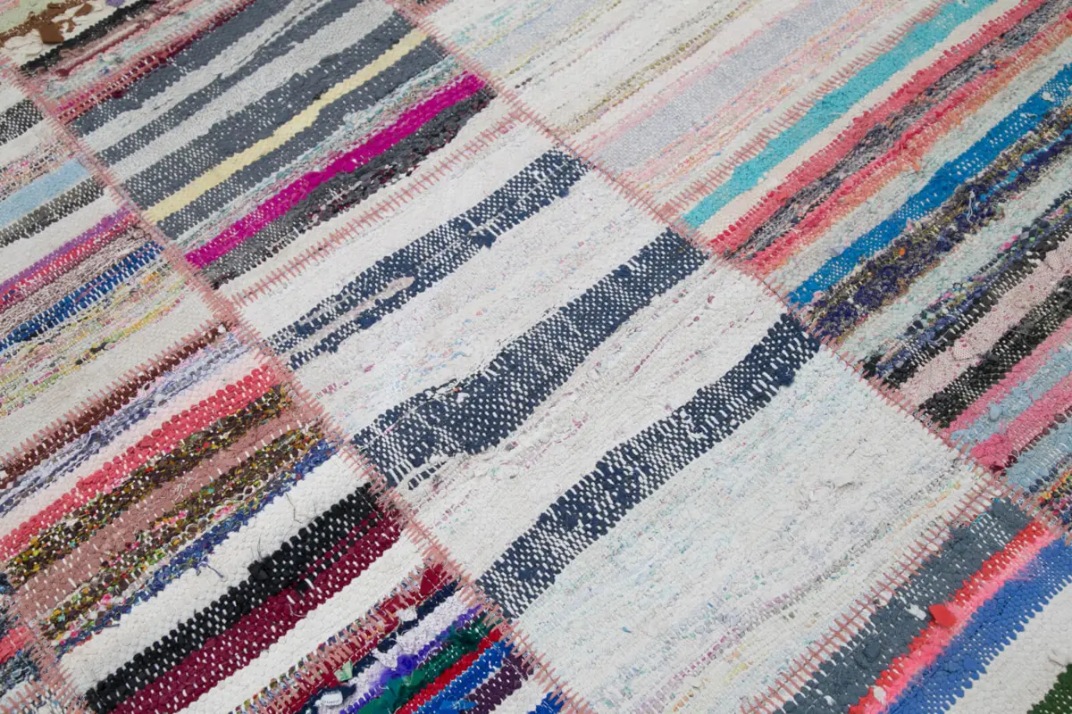 Chaput Patchwork Multi Renk Pamuk Üzerine Yün El Dokuma Kilim-200x284 - Görsel 6