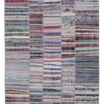 Chaput Patchwork Multi Renk Pamuk Üzerine Yün El Dokuma Kilim-194x283