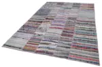 Chaput Patchwork Multi Renk Pamuk Üzerine Yün El Dokuma Kilim-194x283 - Görsel 3