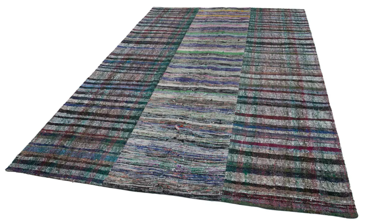 Chaput Patchwork Multi Renk Pamuk Üzerine Yün El Dokuma Kilim-202x291 - Görsel 3